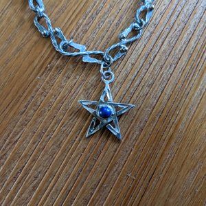 Sterling 925 Pentagram and stone necklace